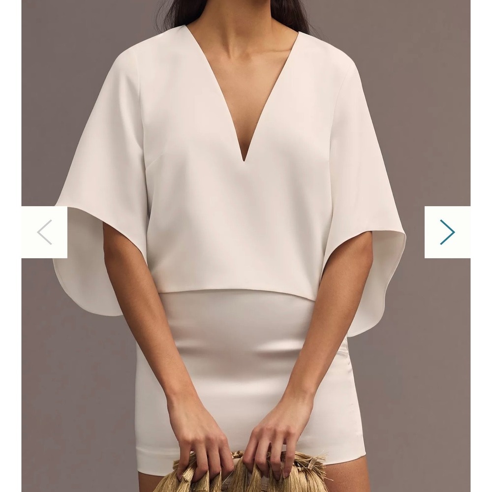 Mare Mare Anthropologie Top Womens S White NWT Veronica Cape Blouse
